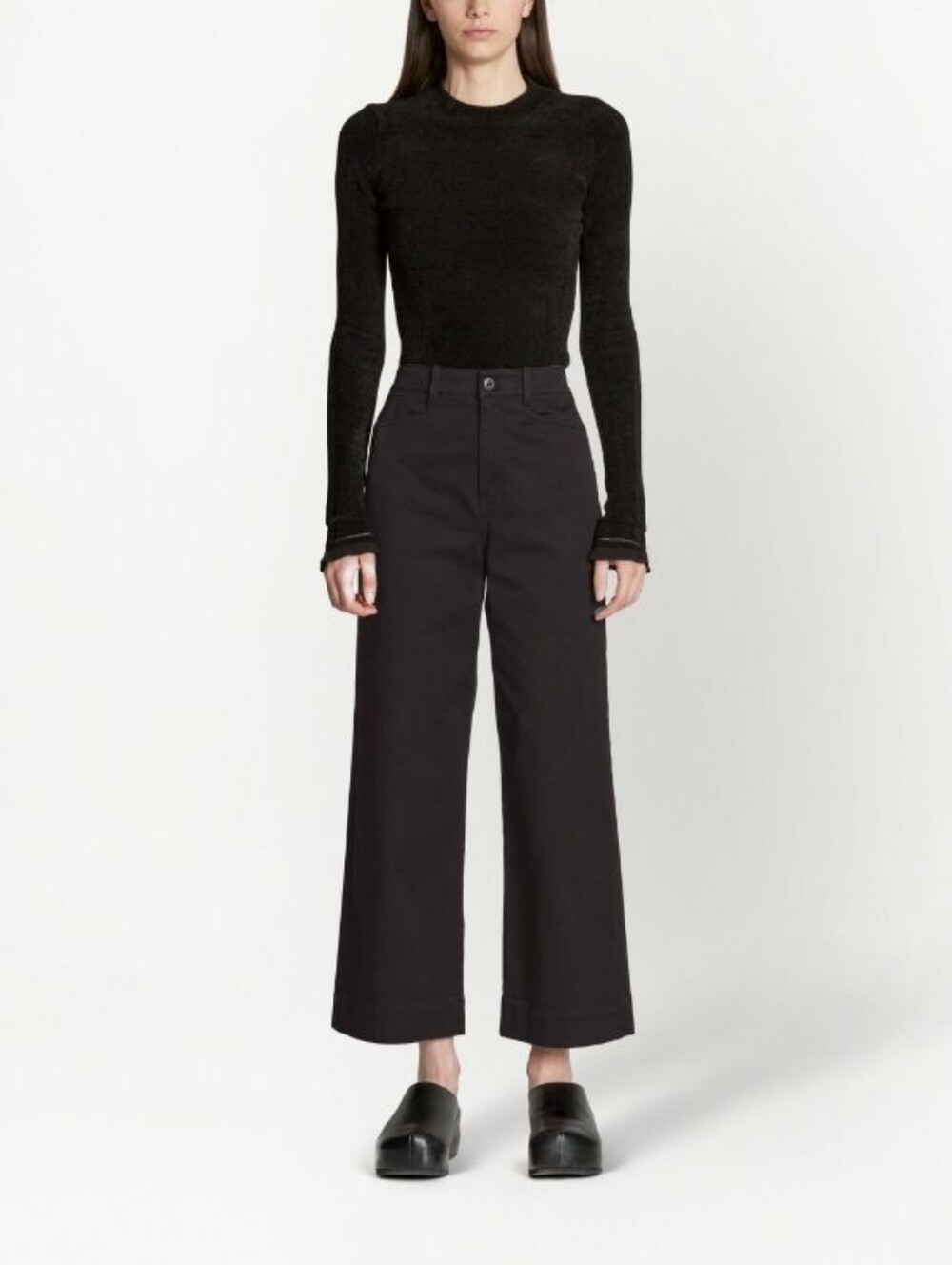 Proenza Schouler Black Cropped Cotton Twill Culottes
